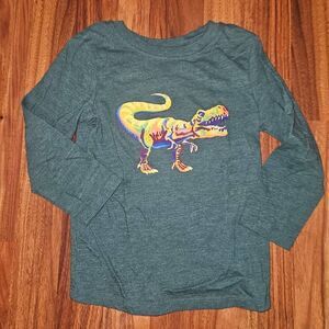 5 for $25 Cat & Jack Green Long Sleeve Tee With T-Rex Toddler Size 3T